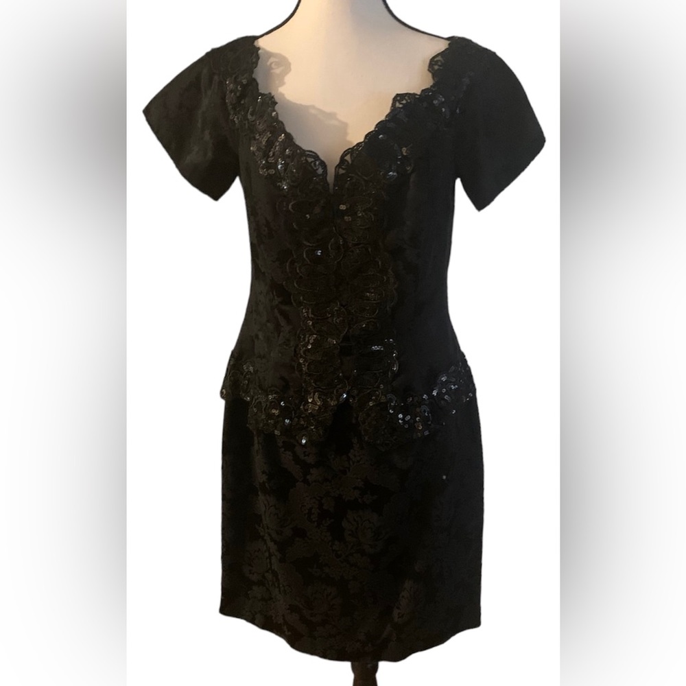 VINTAGE SCOTT MCCLINTOCK BEADED COCKTAIL DRESS SIZE 12. GOOD CONDITION.